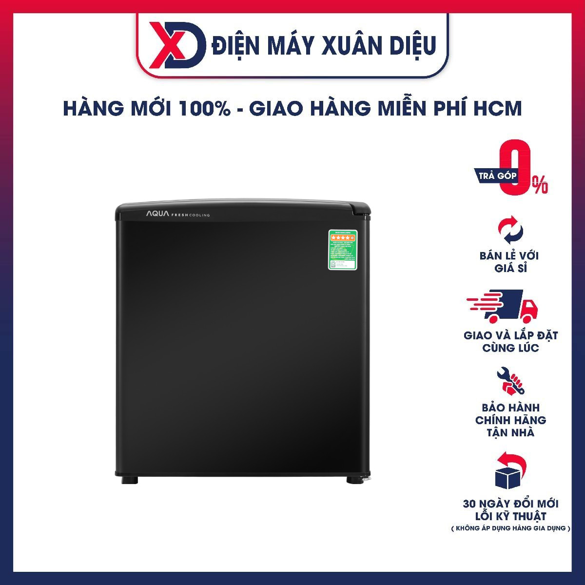 Tủ Lạnh Mini Aqua AQR-D59FA-BS (50L) - Hàng Chính Hãng - Giao HCM và 1 số tỉnh thành