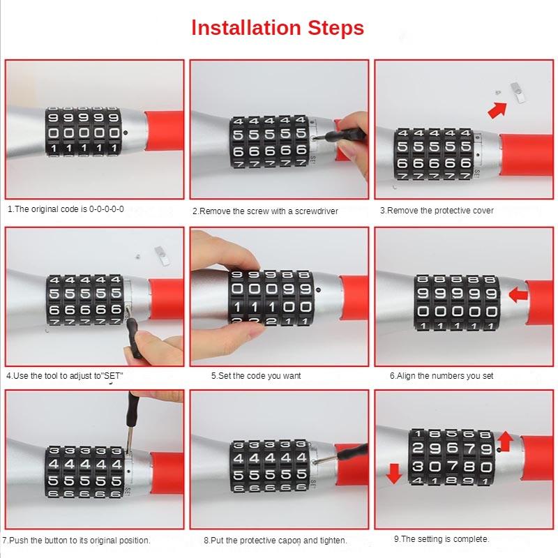 Khóa Vô Lăng Xe Hơi Mật Khẩu 5 Số Chống Trộm Thông Dụng