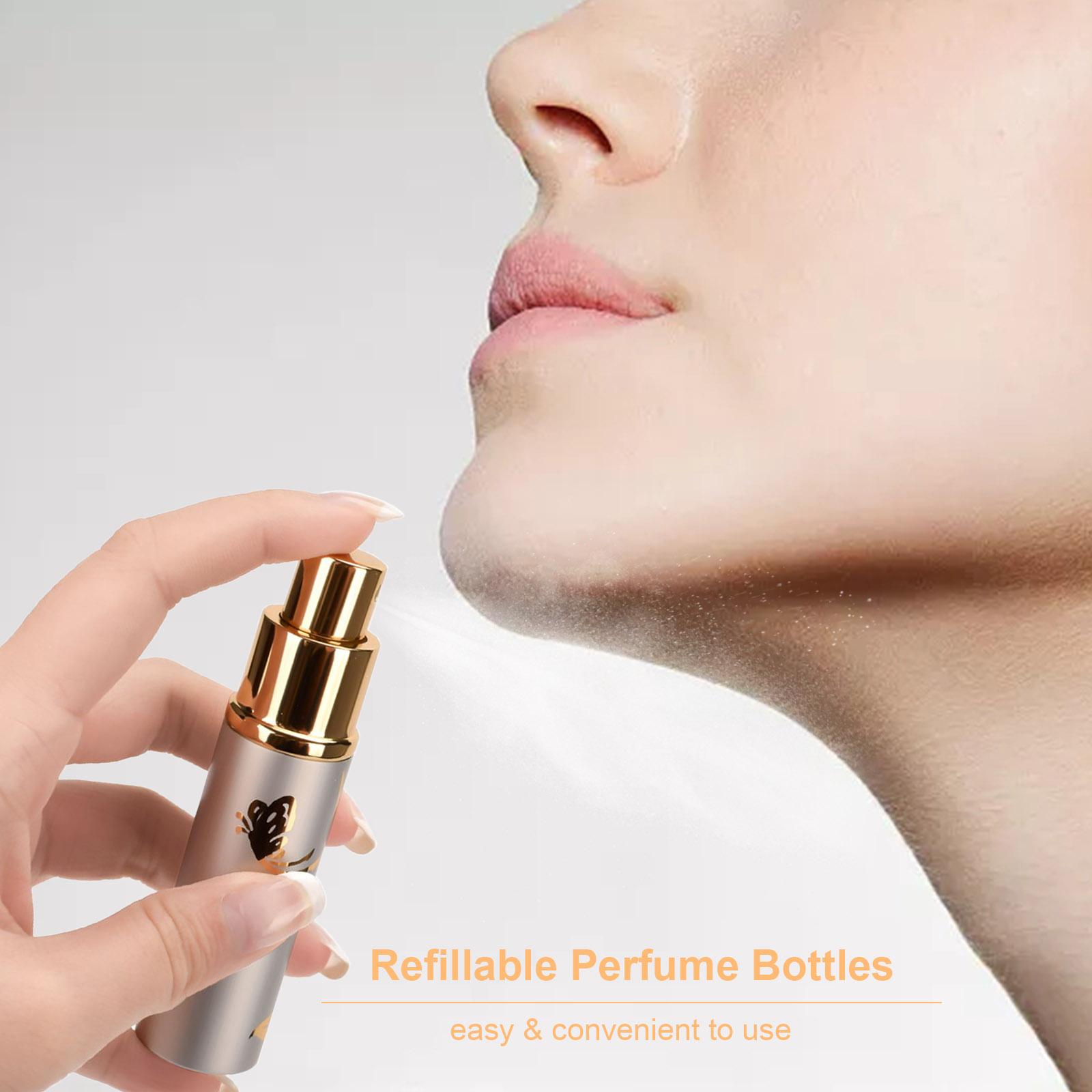 5 chai xịt rỗng để đựng nước hoa, nước tẩy trang, 10ml,bằng chất liệu nhôm và thủy tinh, rất bền và trang nhã.