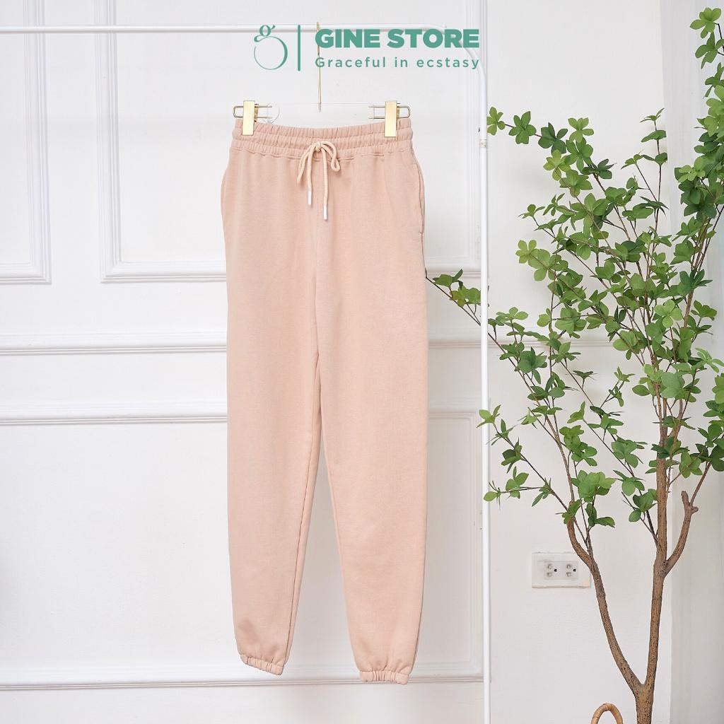 Quần jogger thể thao nữ Sporty - Lưng thun co giãn, hack dáng, phong cách thể thao, cạp chun cotton GINE STORE - VỚ TRẮNG