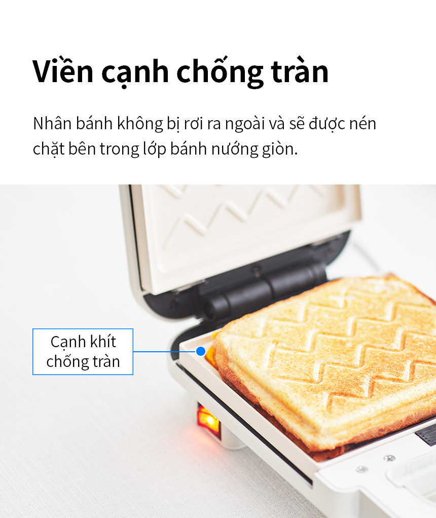 Máy kẹp nướng bánh Bianco LocknLock EJB126IVY, Hàng chính hãng, Làm nóng 2 mặt, Phủ men sứ, có tay cầm - JoyMall