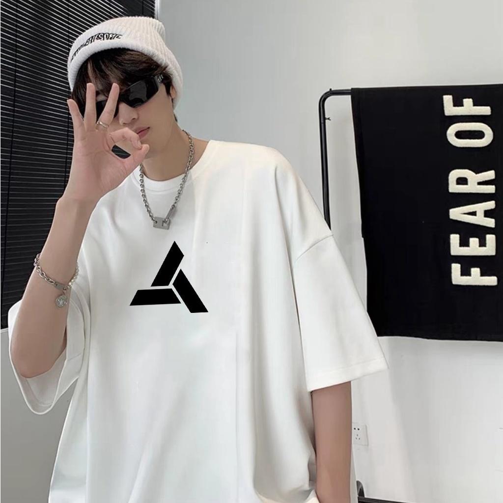 Áo thun unisex nam nữ tay lỡ form rộng tam giác chéo vải dày mịn 2022T3416