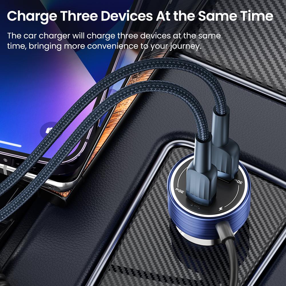 Toocki 60W USB A Type C Cổng kép Bộ sạc xe PD sạc nhanh