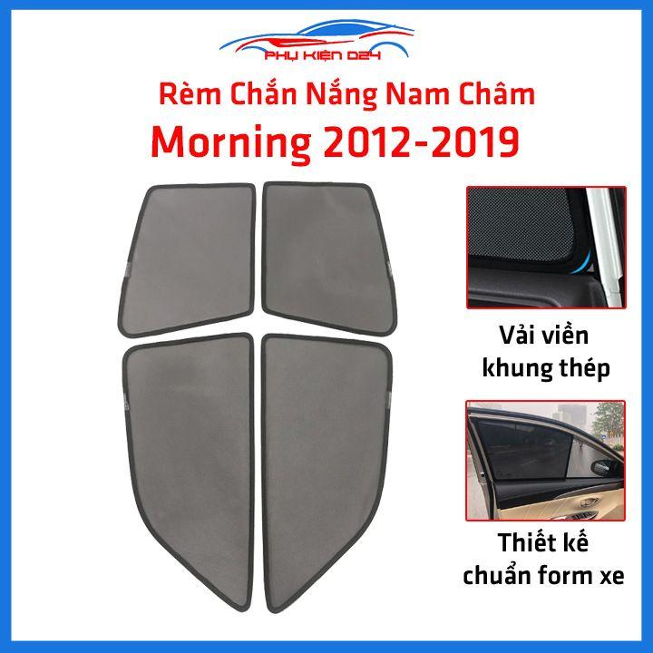 Bộ 4 rèm chắn nắng nam châm Morning 2012-2013-2014-2015-2016-2017-2018-2019 khung cố định chống tia UV