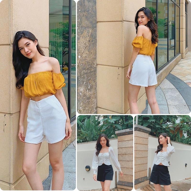 Quần shorts basic ống xoè túi chéo