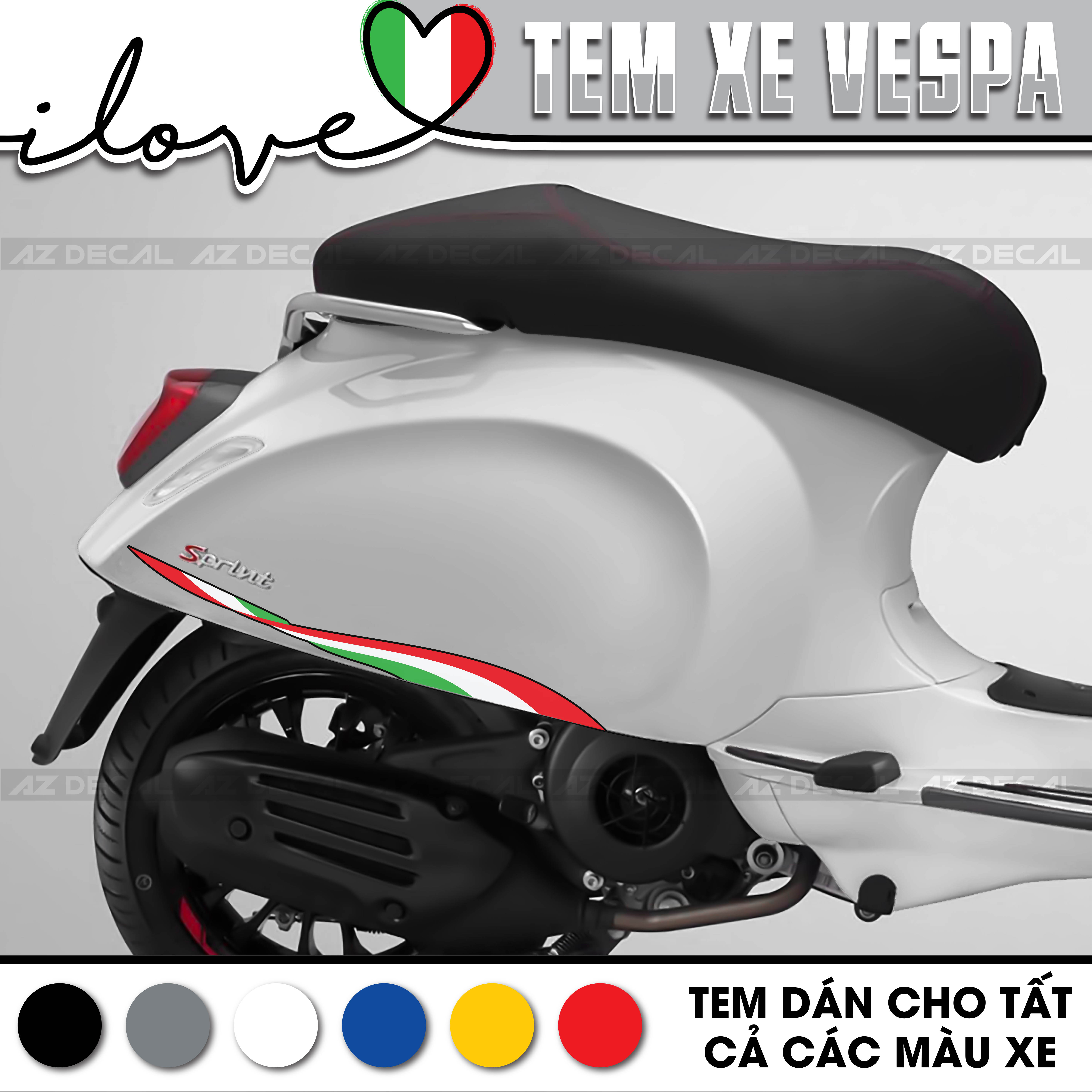 Tem Rời Xe Vespa Sprint / Primavera / GTS / LX  Phong Cách Italy Mẫu VP01 | Decal Trang Trí, Cắt Khuôn Sẵn Dễ Dán