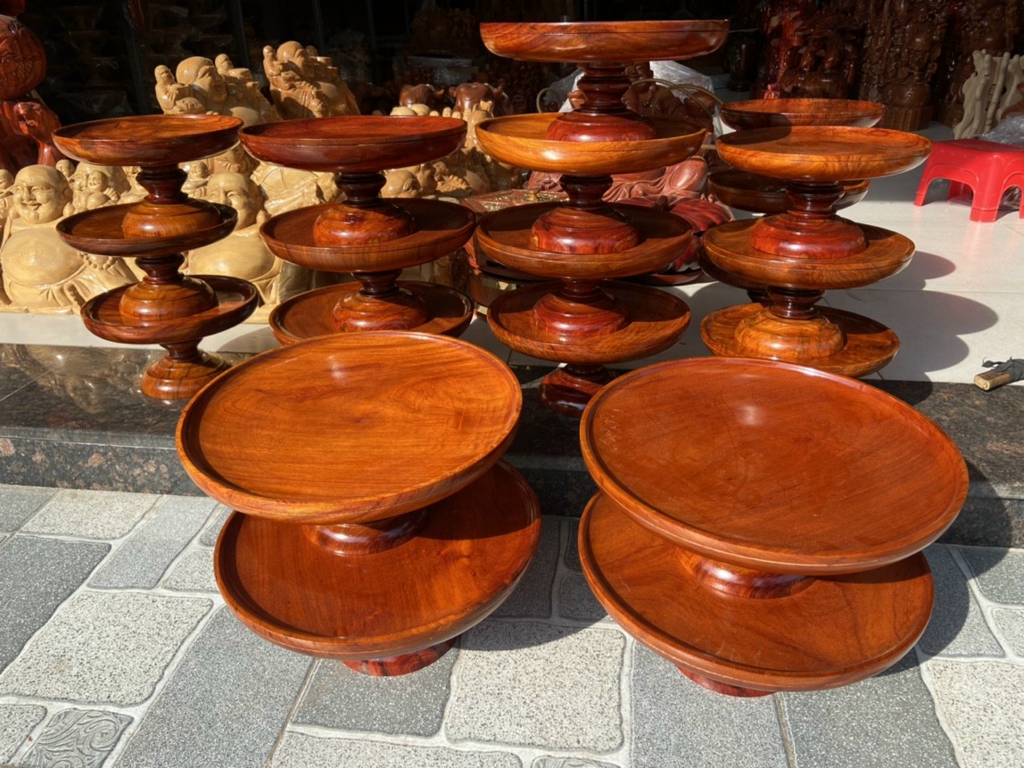Đĩa trái cây gỗ hương ngnag 25 cm