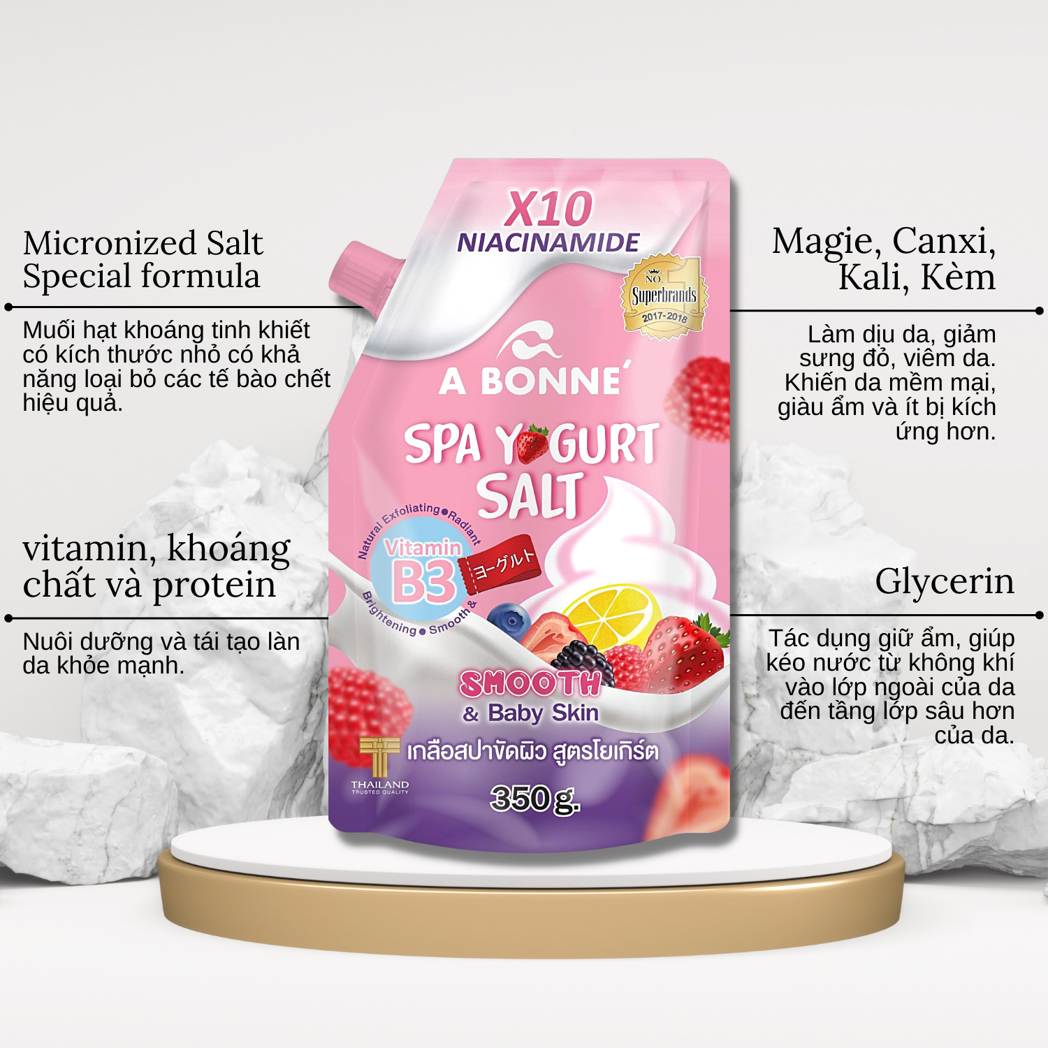 Muối Tắm Sữa Chua A Bonne Tẩy Da Tế Bào Chết  Body Spa Yogurt Salt Thái Lan 350gr