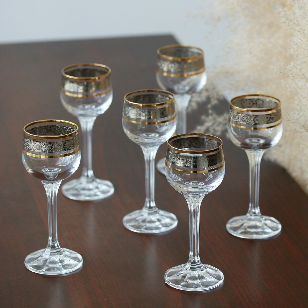 Ly uống Shot Thủy tinh mạ vàng Bohemia Tiệp khắc