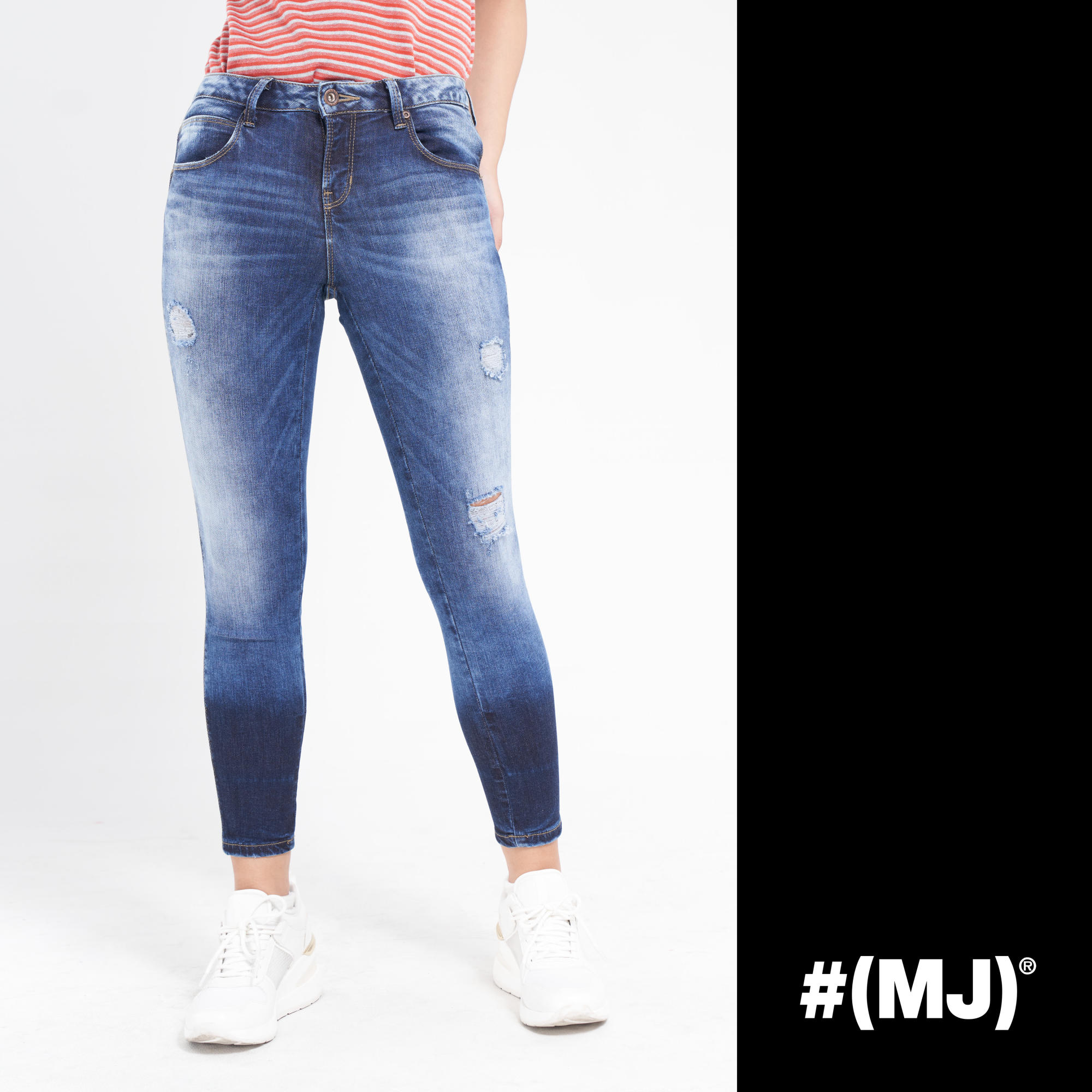 Quần jeans lửng nữ ống ôm rách MESSI SJW-795