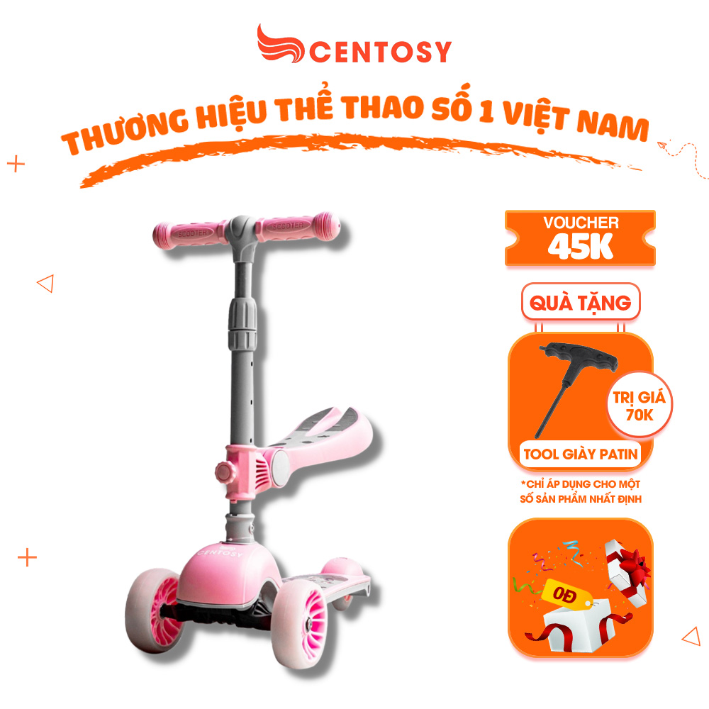 Xe Scooter, Chòi Chân Trẻ Em Cao Cấp Centosy S8 - Màu Sắc Bắt Mắt, Đèn Nháy