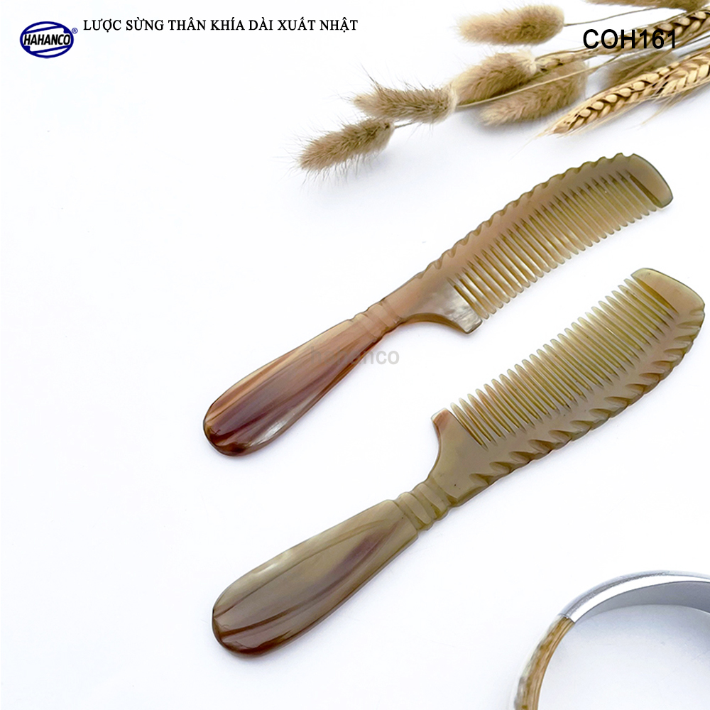 Lược Sừng Khía Dài Thon Gọn HAHANCO (Size: M - 18cm) Mẫu Lược Thông Dụng - COH161