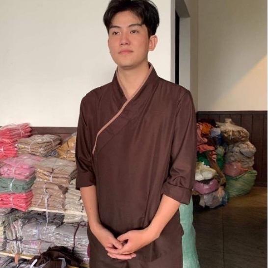 ĐỒ LAM ĐI CHÙA Mẫu Chéo Nam Vải Kate