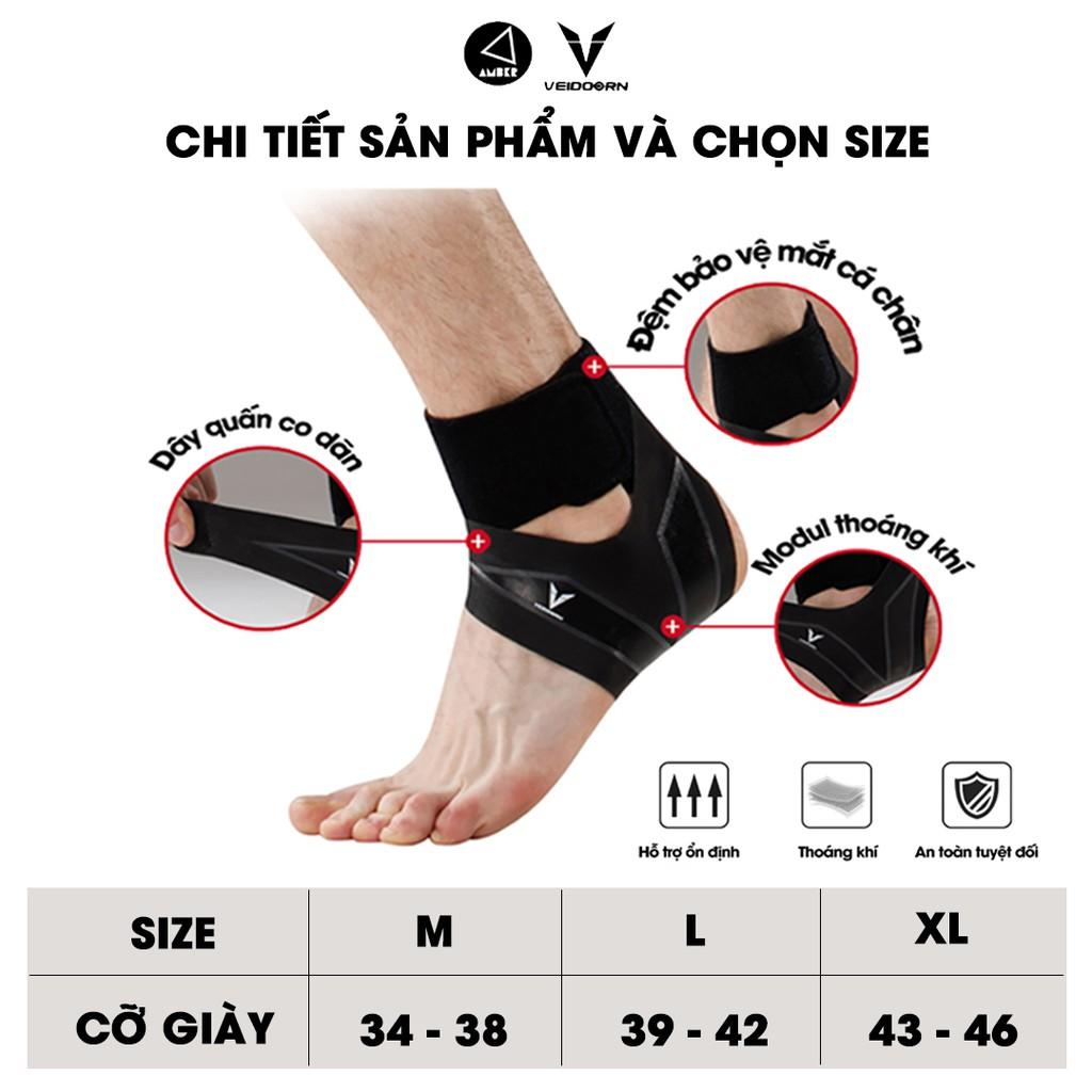 Đai Bảo Vệ Cổ Chân Veidoorn Có Đai Trợ Lực Tập Gym, Đai Bó Cổ Chân Bảo Vệ Mắt Cá (1 Đôi)