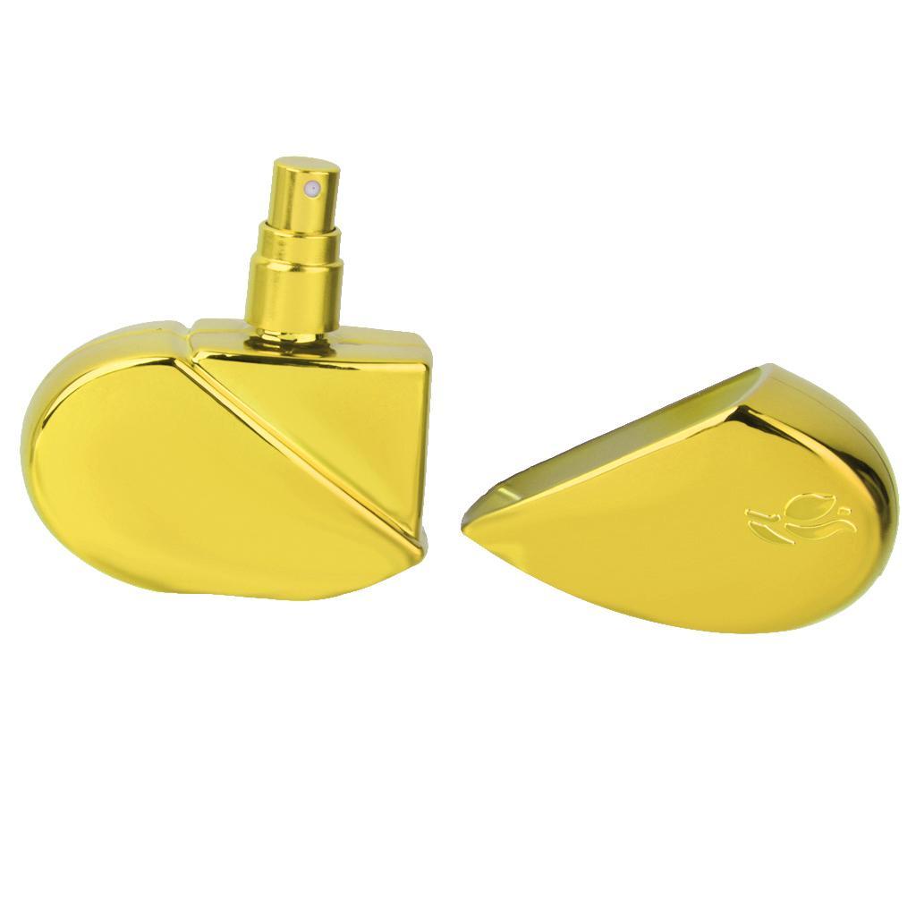 2X Heart Shape Empty Perfume Bottle Plastic Fragrance Scent Atomizer 25ml Gold