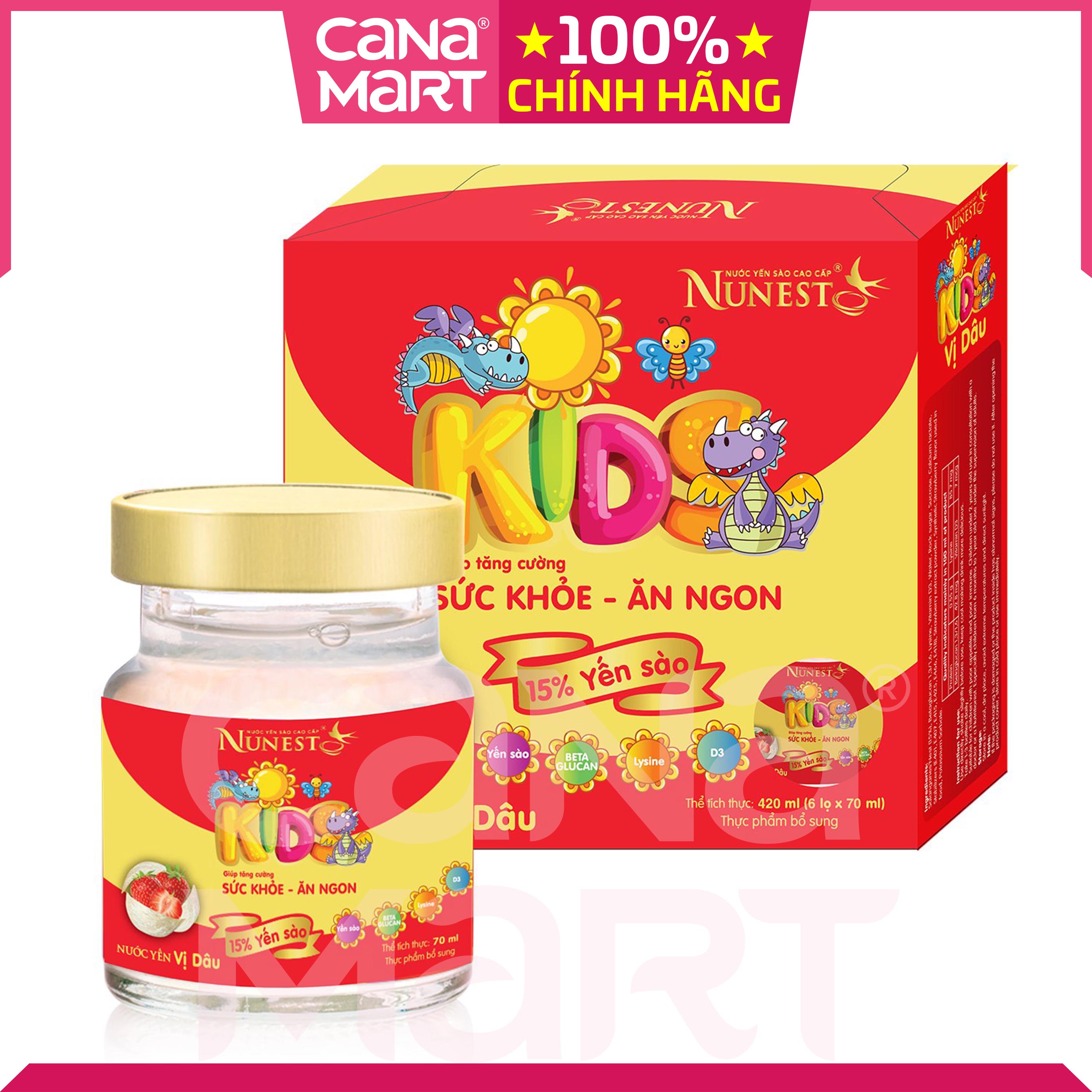 Lốc 6 lọ nước yến sào Nunest Kid 4 hương vị (70ml)