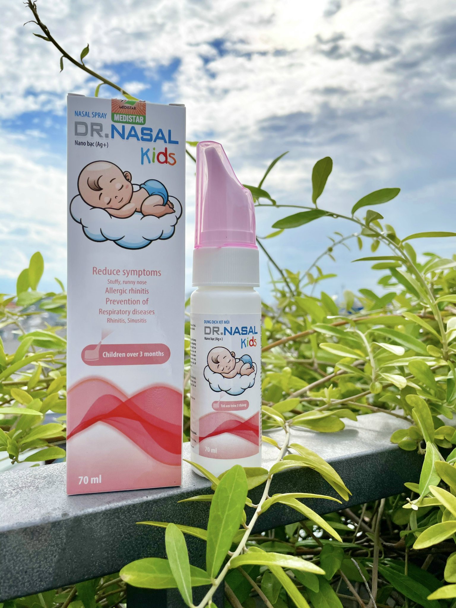 Dung dịch xịt mũi kháng khuẩn Dr. Nasal Kids (Hồng) Nano bạc