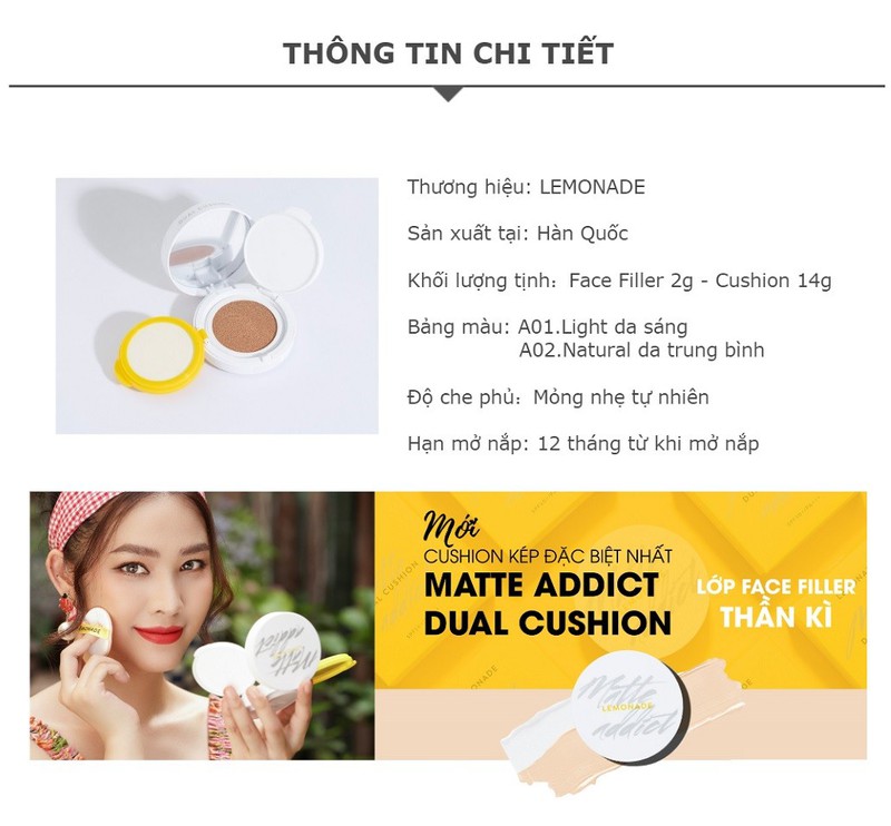 Phấn nước Lemonade Matte Addict Dual Cushion