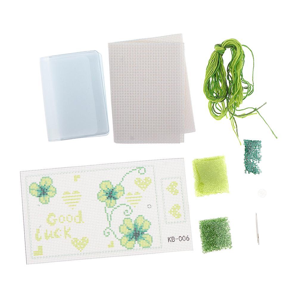 DIY Cross stitch Card Holder Embroidery Starter Kits Printed Handmade Leaf