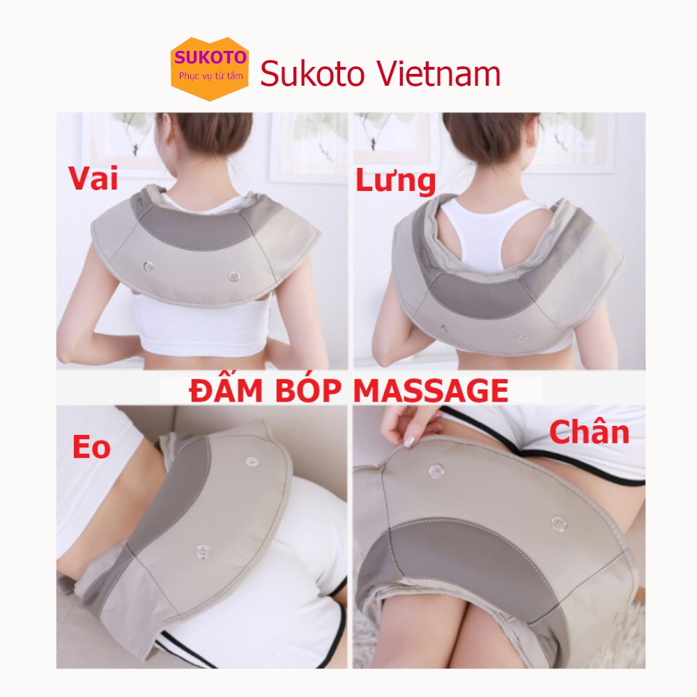 Máy Đấm Bóp Chườm Nhiệt Cao Cấp - Quà Tặng Mẹ, Sinh Nhật Bố, Ông, Bà - Đai Massage Cổ Vai Gáy