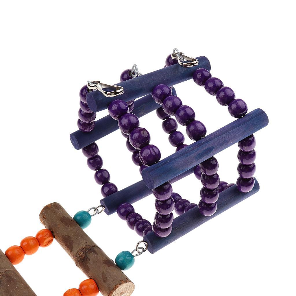 Colorful Hanging Climb Toy Parrot Hamster Wooden Ladder Swing Bridge