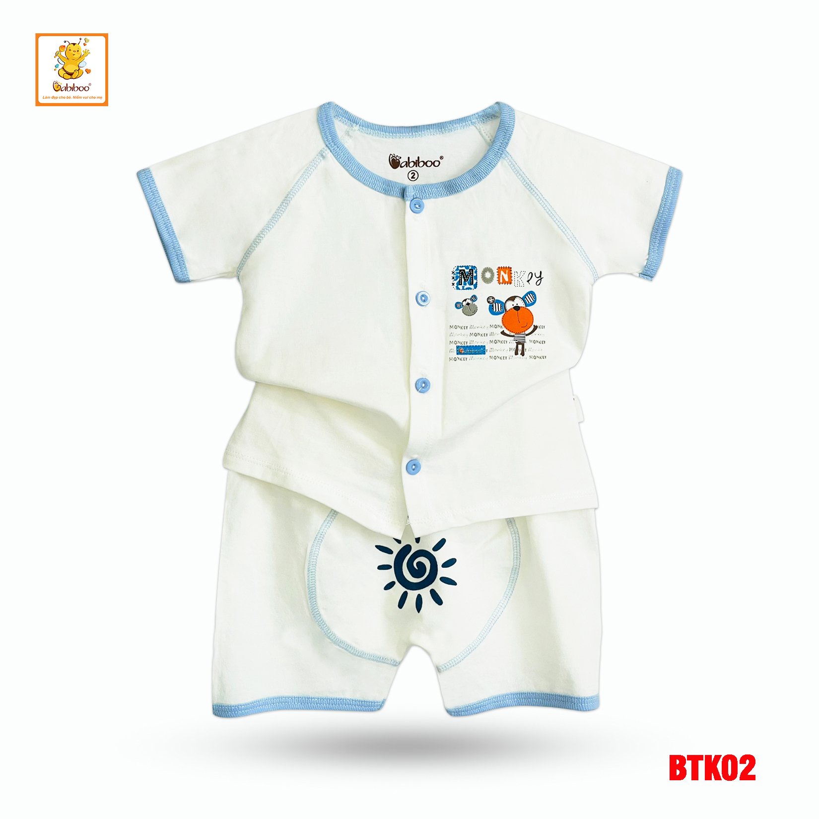 Quần áo sơ sinh bé trai, bé gái BABIBOO vải cotton 4 chiều, mềm mại (3kg-12kg) BTK02
