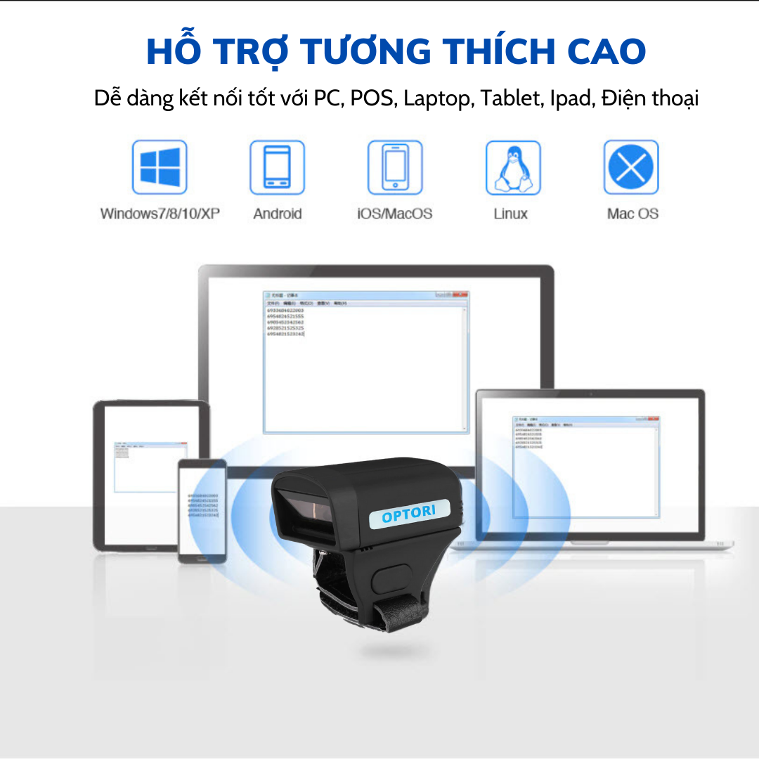 Ring Scanner – Máy quét mã vạch không dây – Máy đọc mã vạch bluetooth – OPTORI 2006 ( Hàng chính hãng)