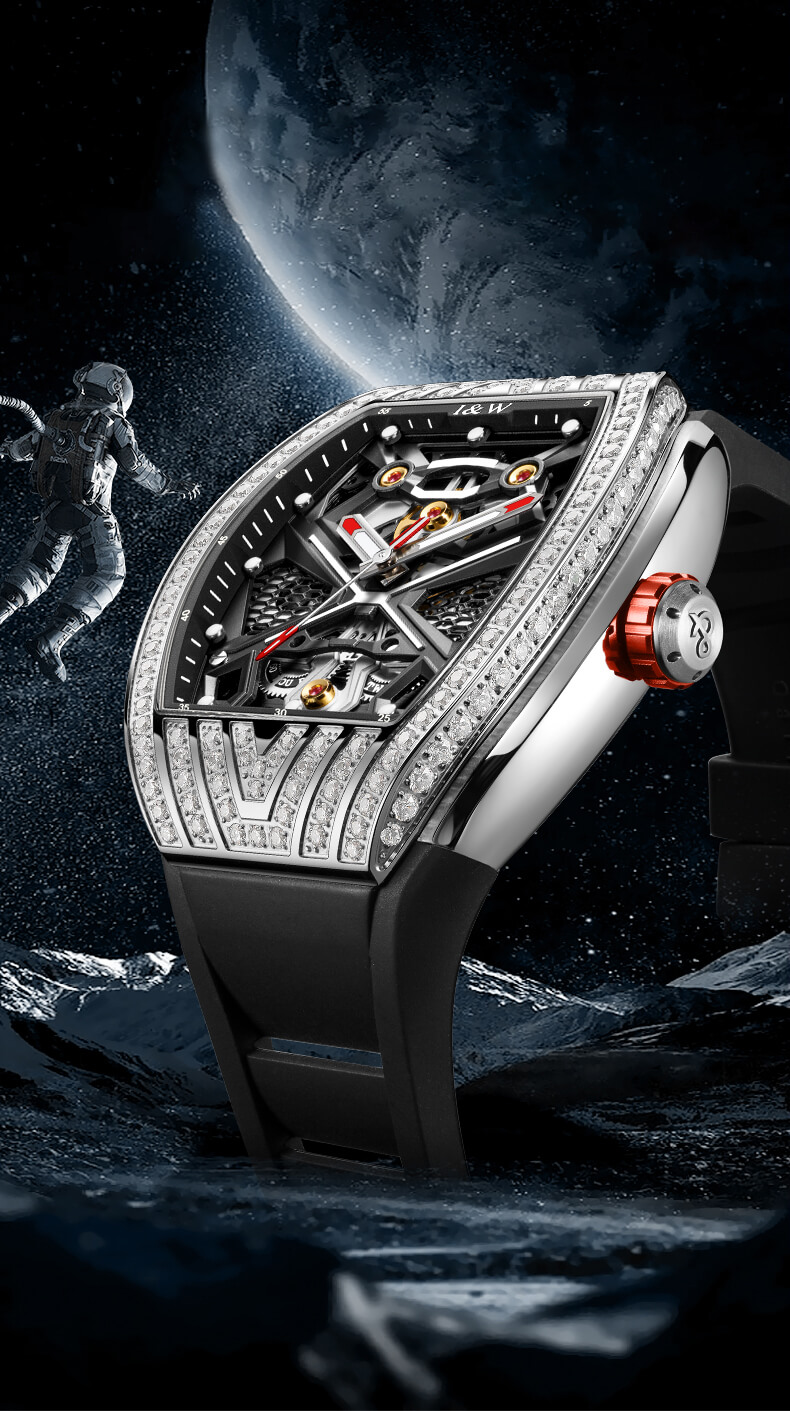 Đồng hồ nam chính hãng I&amp;W Carnival 760G-S2 Kính sapphire chống xước,Chống nước 50m,BH24 tháng,máy Automatic ( cơ) ,dây cao su chính hãng chống nước tuyệt đối,vỏ thép không gỉ bền bỉ