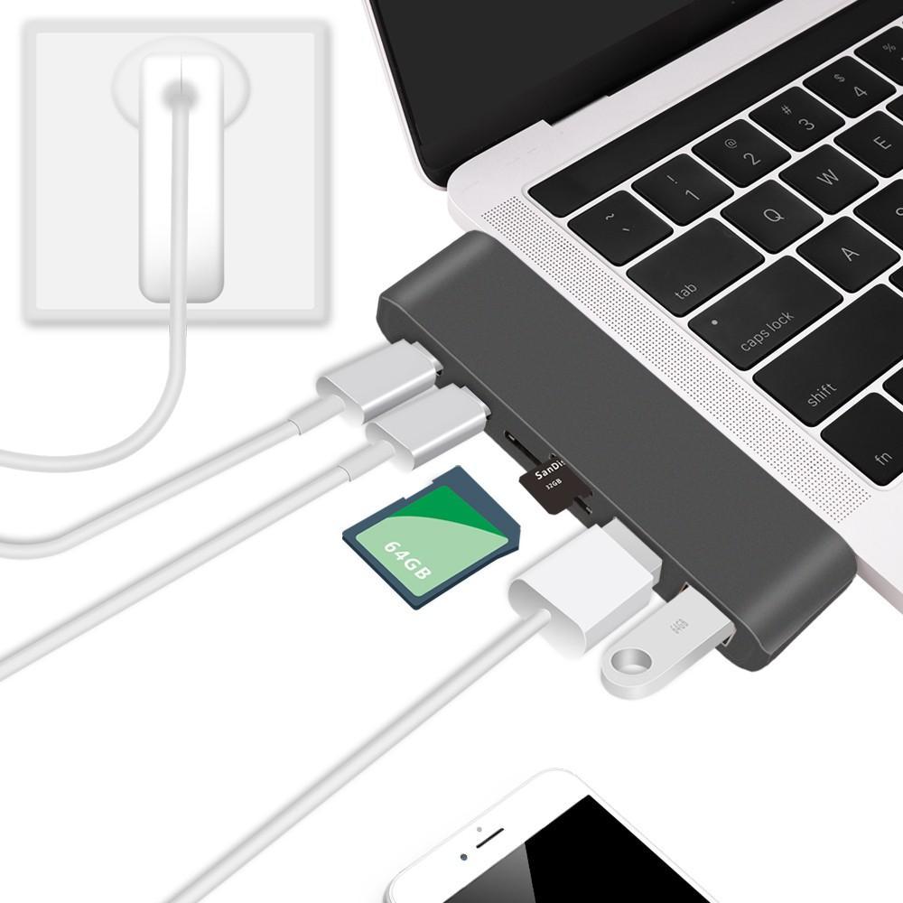 USB C Hub 2 USB 3.0 Port Micro SD Type-C Adapter Charging&Reader Pro 13 15 16 Air 13.3 A1932 A2159 A2141