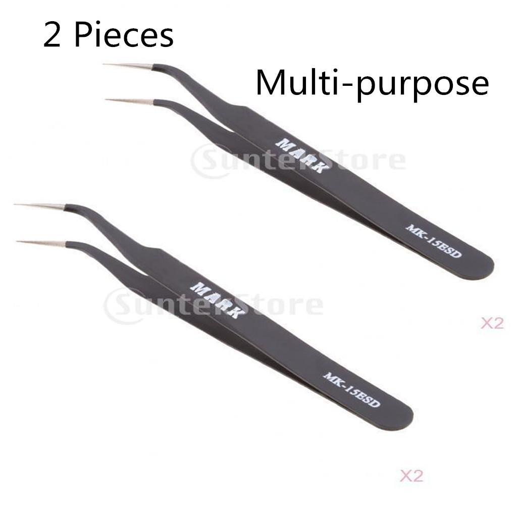 2 Pieces Professional Multi-purpose Metal Anti-Static X-type Pointed Tweezers Repair Tool for iPhone X 8 8 Plus Samsung Galaxy S8 S8+ Smart Phones, iPads, Laptops