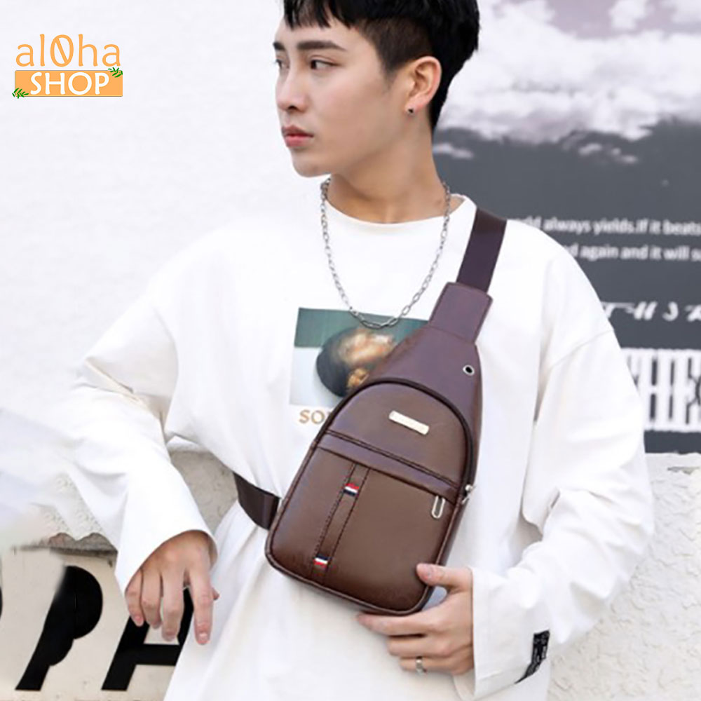 Túi đeo chéo chống nước da cao cấp unisex nam nữ- al0ha Shop