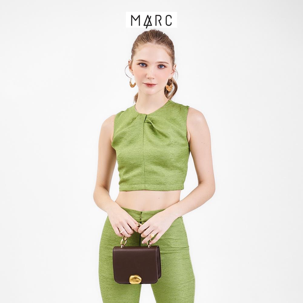 Áo kiểu croptop nữ MARC FASHION sát nách cổ tròn xoắn ngực FAVH091422