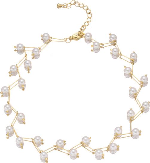 Vòng cổ choker đính hạt trắng