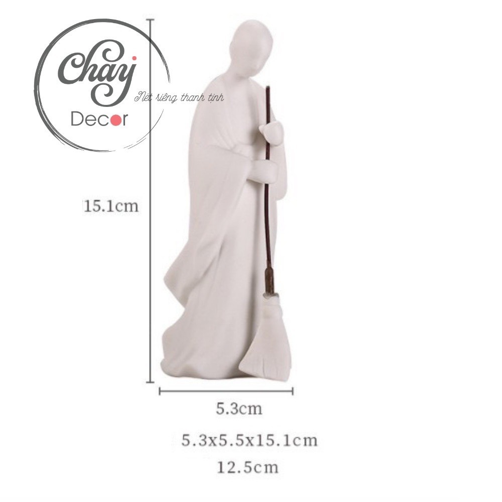 Tượng Vô Diện Quét Sân, Quét Lá, Quét Chùa Trang Trí Đèn Led, Tiểu Cảnh, Lũa, Thác Khói Trầm Hương