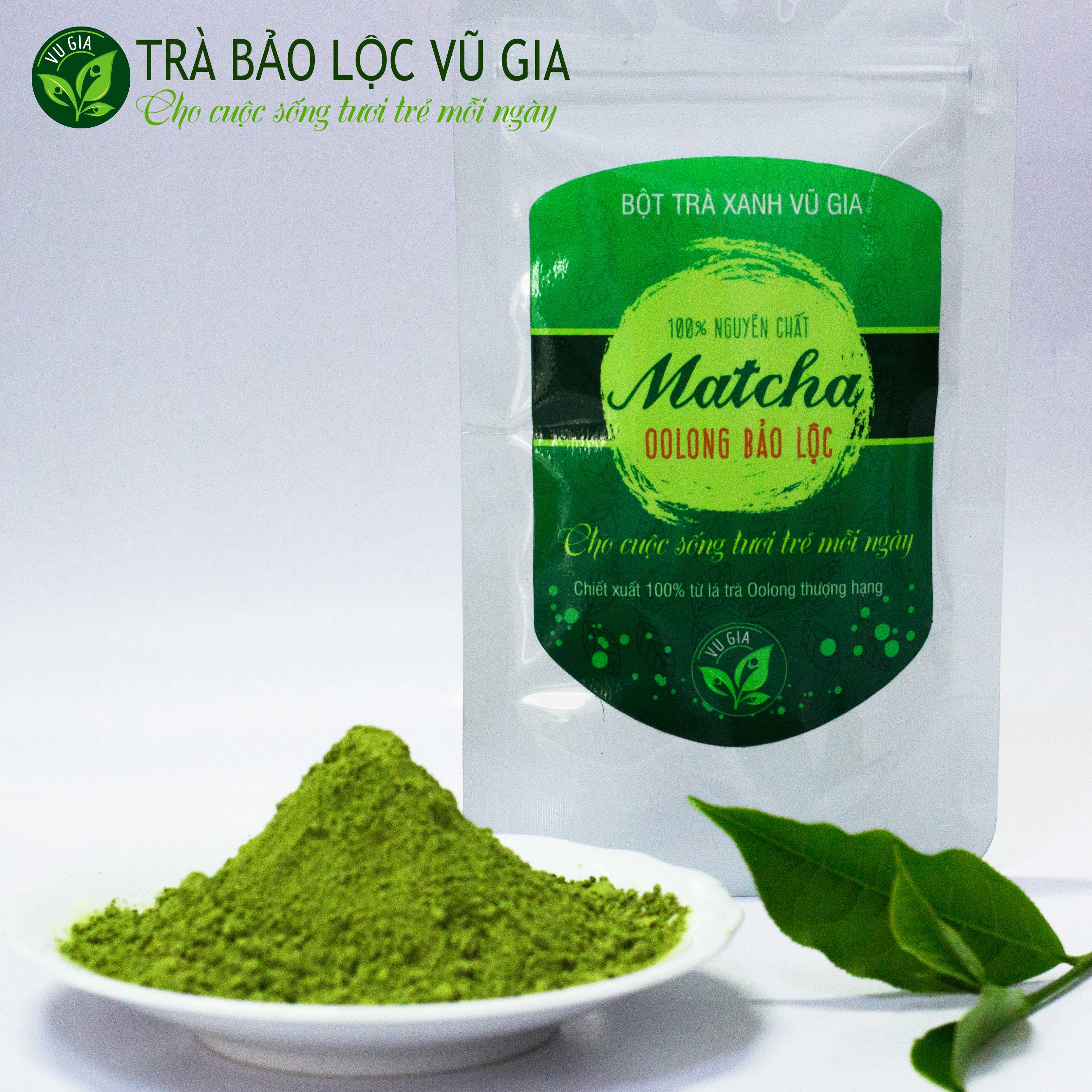 Matcha Olong Sấy Lạnh Nguyên Chất Vũ Gia (50g/túi)