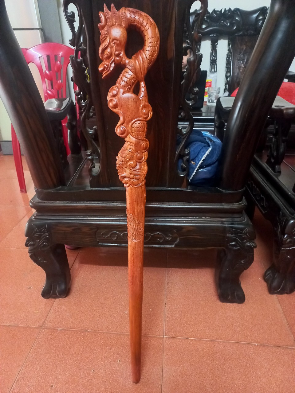 Gậy batong dành cho người già , Bằng gỗ hương đá đk dài 1m20x13×5cm