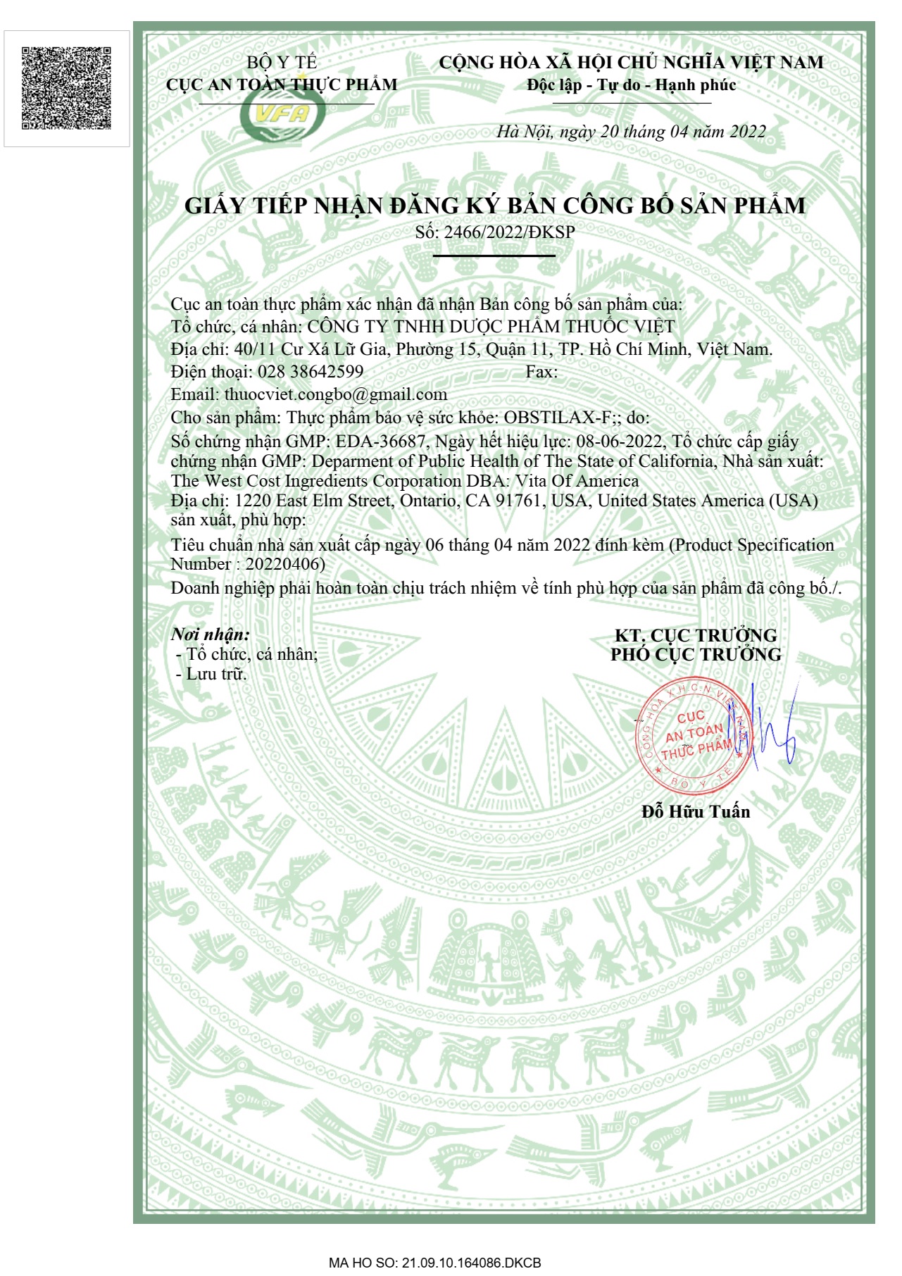 Thực Phẩm Bảo Vệ Sức Khỏe Obstilax-F