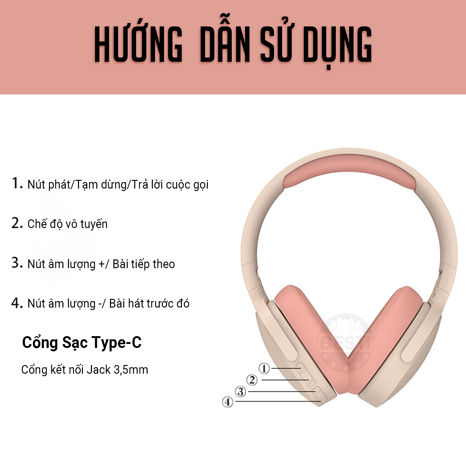 Tai Nghe Chụp Tai Bluetooth Thời Trang Và Phong Cách Âm Bass Ấm Sống Động Có Mic Đàm Thoại Besti – Hàng Chính Hãng