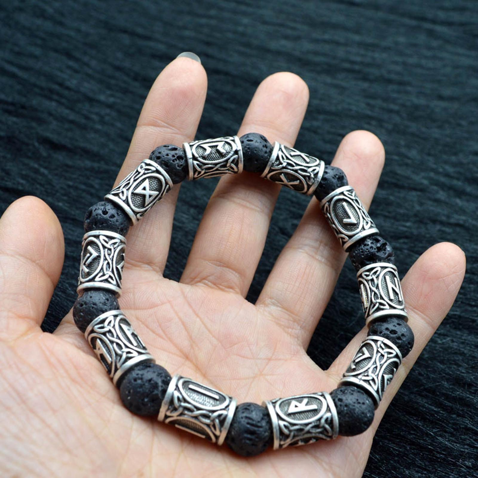 Rune Antique Beads Bracelet  Stone Bangles Accessories for Men