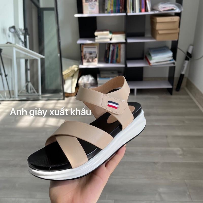 SD20 - Sandal xuồng bằng 5p quai cheo da lì mềm đế kháng nước siêu bền Việt Nam xuất khẩu