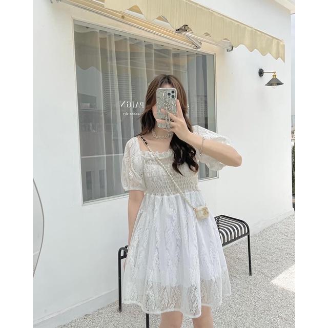 Váy ren hoa chun ngực