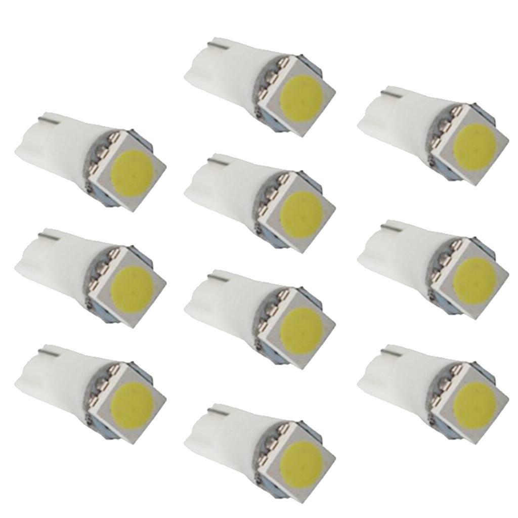 2-7pack 10pcs White Car T5 5050 Meter Lamp Map/Wedge/Step Light Bulbs LED