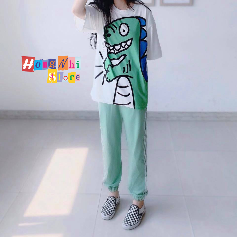 Quần Jogger Line Unisex Lưng Thun 2 Sọc Bo Lai Dáng Rộng Màu Xanh - MM - L