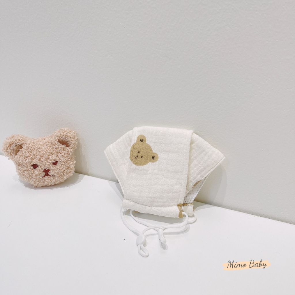 Khẩu trang 4d xô muslin mềm mại có dây điều chỉnh tiện dụng cho bé Mimo Baby M03