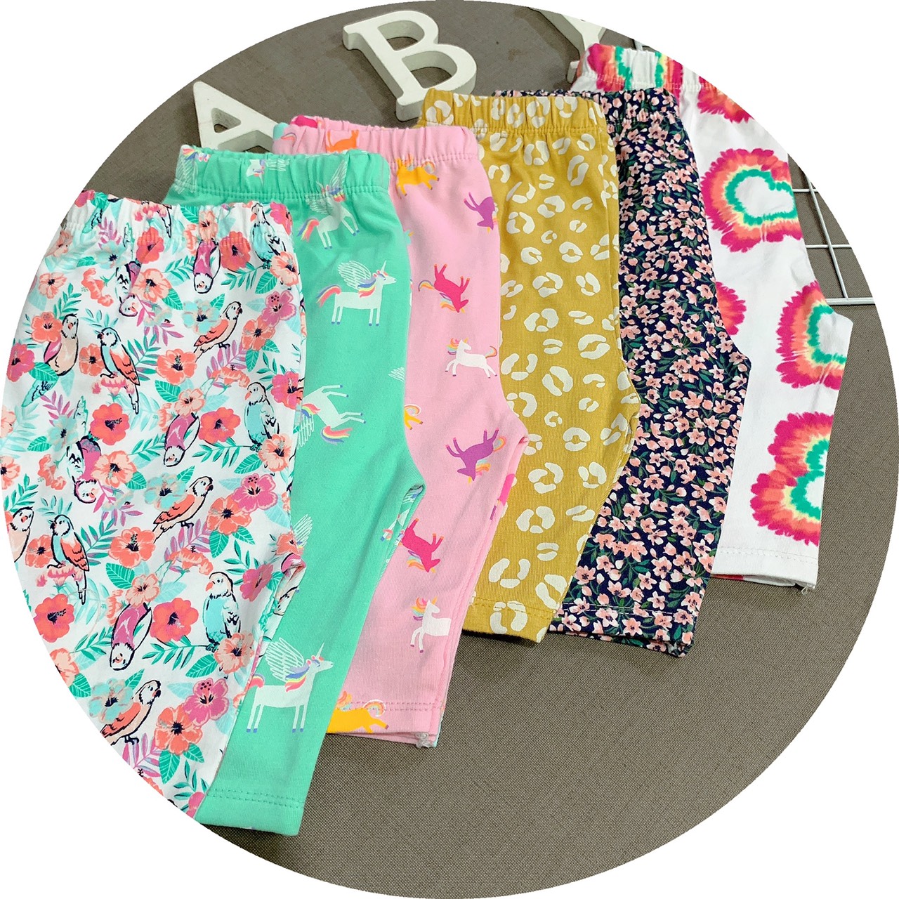 Quần legging bé gái lửng cotton xuất đẹp mềm mát co giãn