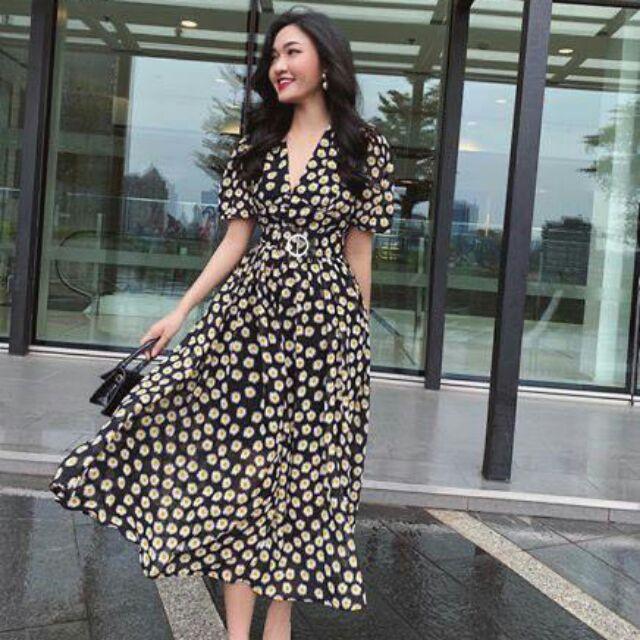 Đầm xòe lụa họa tiết hoa siêu xinh