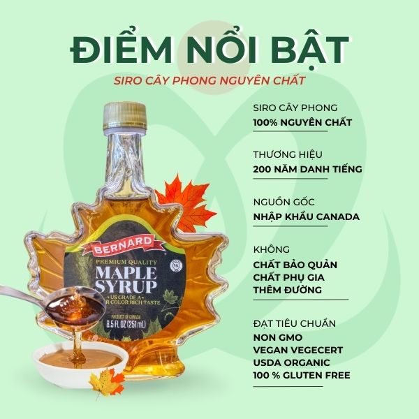 Siro cây phong nguyên chất BERNARD  - Pure maple syrup 100ml và 250ml