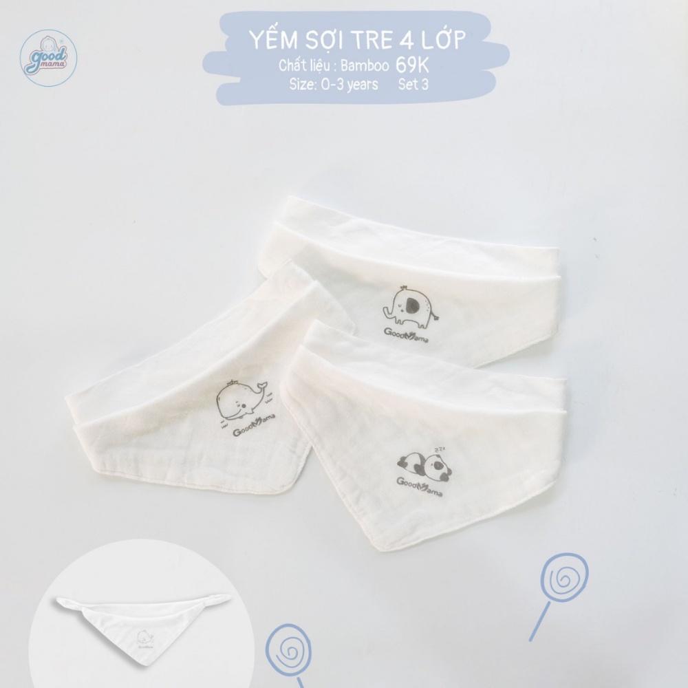 SET 3 khăn yếm sợi tre 4 lớp Goodmama