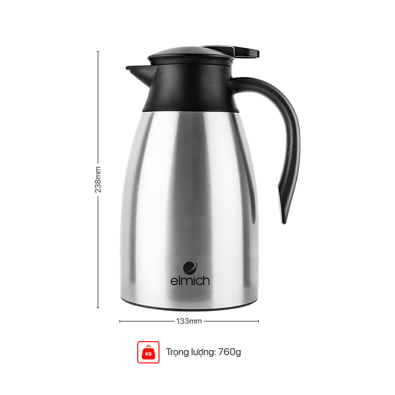 Bình Giữ Nhiệt 3 lớp, Inox 304 Tráng bạc Elmich EL-3689 (Dung tích 1500ml) / EL-3690 (Dung tích 2000ml) - Hàng Chính Hãng