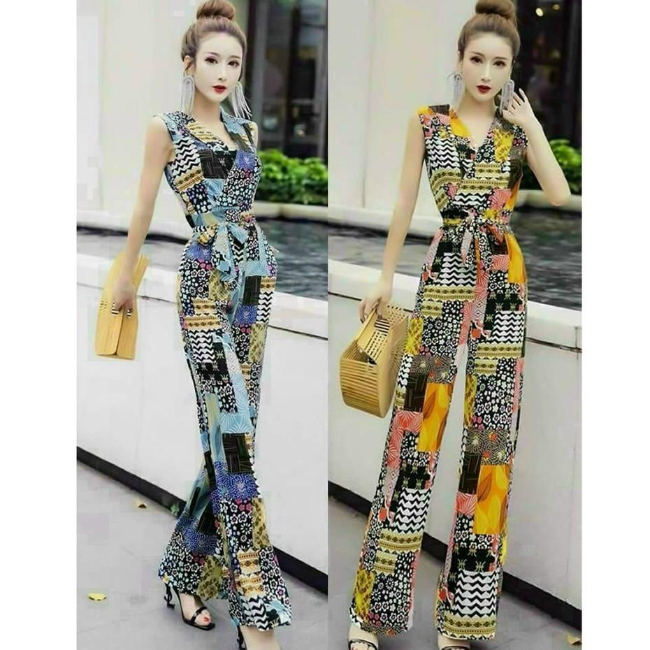 Jumpsuit Dài Ống Rộng, Jum Nữ Hàng Thiết Kế Cổ Đắp Chéo Kèm Belt Trang Trí Chất Lụa Nhật Cao Cấp Hack Dáng Siêu Xinh